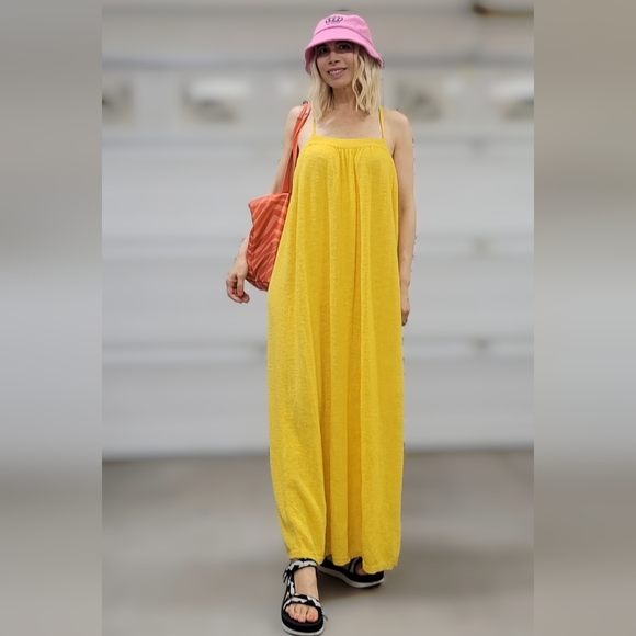 Free People yellow maxi beach city dress knitted jarn size Small - Picture 2 of 13